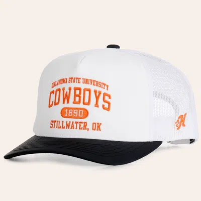 Hooey Collegiate Collection White & Black Oklahoma State Curved Bill Trucker Cap