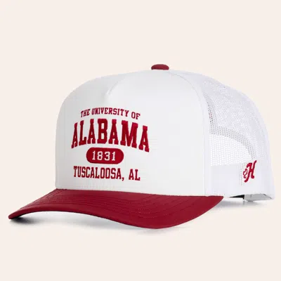 Hooey Collegiate Collection White & Burgundy Alabama University Curved Bill Trucker Cap