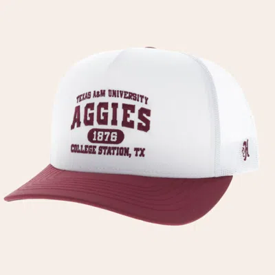 Hooey Collegiate Collection White & Burgundy Texas A&m Curved Bill Trucker Cap