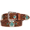 HOOEY DYANI AZTEC LADIES BELT IN BROWN/TURQUOISE/IVORY