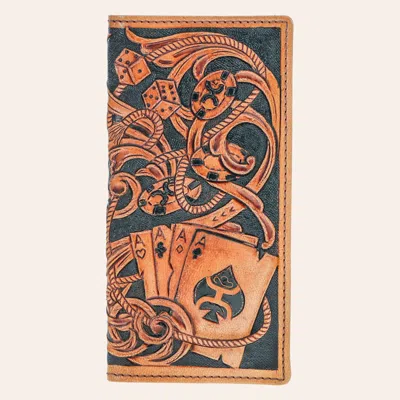 Hooey Gambler Tan Playing Card Embossed Rodeo Wallet In Brown