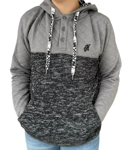 Hooey Jimmy Quilted Hoodie In Black/grey In Multi