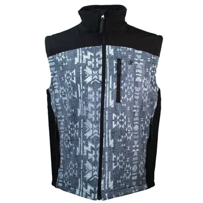 Hooey Men's Aztec Softshell Vest In Black/grey In Blue