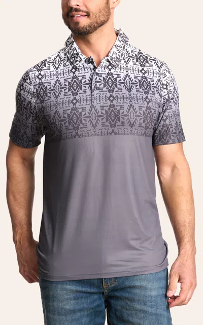 Hooey Men's Black Gray & White Aztec Weekender Polo Shirt