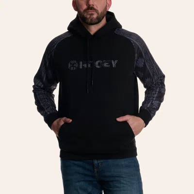 Hooey Men's Canyon Black Aztec Print Logo Graphic Hoodie