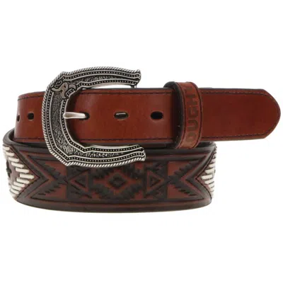 Hooey Men's Choctaw Roughy Tooled /laced Blet In Brown/ivory/black In Multi