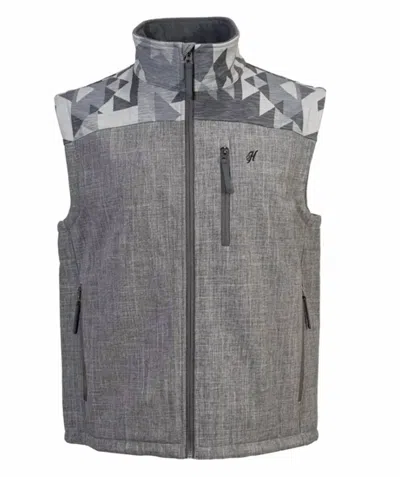 Hooey Men's Colorblock Softshell Aztec Vest In Grey/aztec In Multi