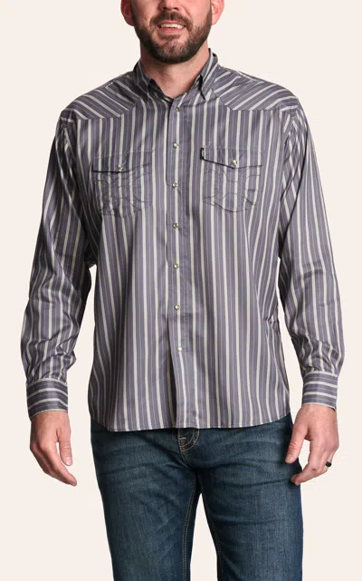 Hooey Men's Gray & White Pinstripe Long Sleeve Western Shirt