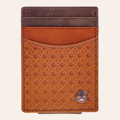 Hooey Men's Hands Up Tan & Brown Basket Weave Money Clip