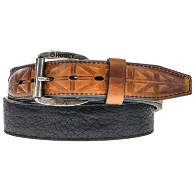 Hooey Men's Hog Bullhide Leather Belt In Black/brown