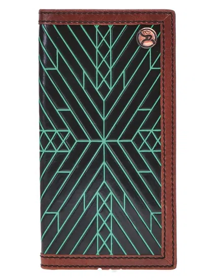 Hooey Men's Leather Aztec Rodeo Wallet In Black/turquoise In Green