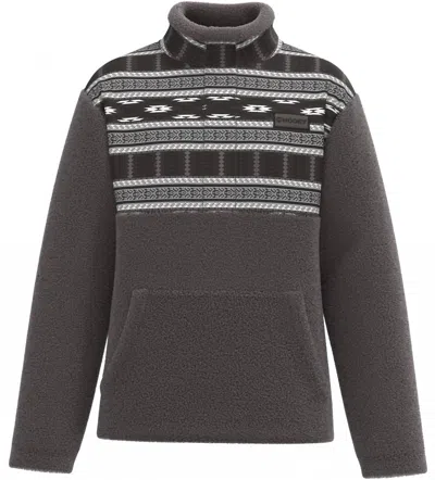 Hooey Men's Sherpa Fleece Pullover Sweater In Grey/white Aztec In Brown