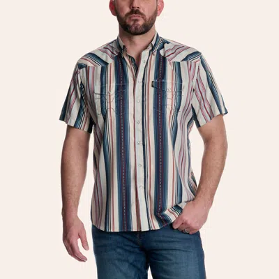 Hooey Men's Sol Navy & Cream Stripe Print Pearl Snap Western Shirt In Blue
