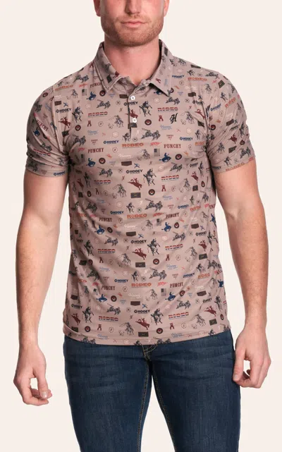 Hooey Men's Tan Rodeo Western Print Polo Shirt In Brown