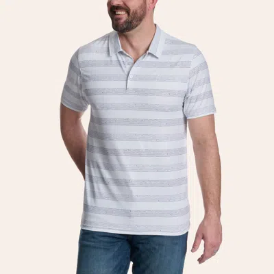 Hooey Men's The Weekender Blue Stripe Print Polo Shirt In White