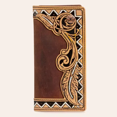 Hooey Men's War Paint Brown Floral Aztec Tooled Rodeo Wallet