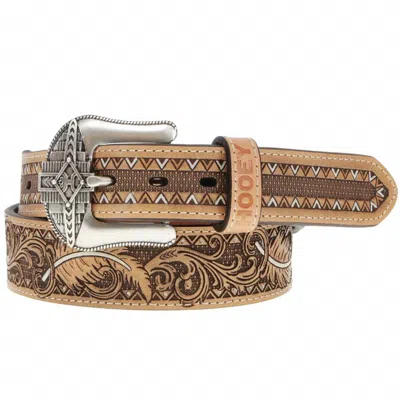 Hooey Men's War Paint Filigree Embossed Belt In Brown