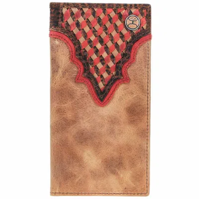 Hooey Men's Whip Smooth Rodeo Wallet With Aztec Print And Logo Rivet In Brown / Red / Tan In Multi