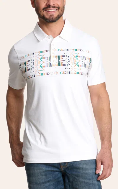 Hooey Men's White & Colorful Aztec Weekender Polo Shirt