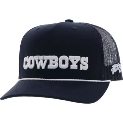 Hooey Navy Dallas Cowboys Wordmark Rope Trucker Adjustable Hat In Brown