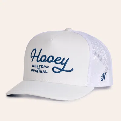 Hooey Og White & Blue Embroidered Mesh Curved Bill Trucker Cap In Gray