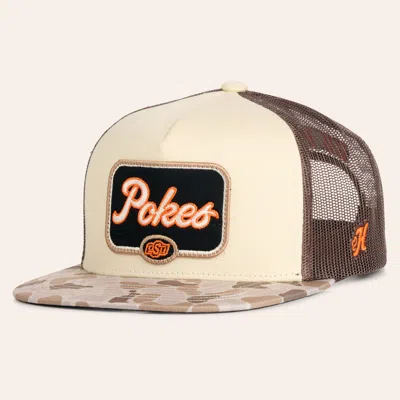 Hooey Oklahoma State University Cream & Camo Print Pokes Patch Flat Bill Trucker Cap In White