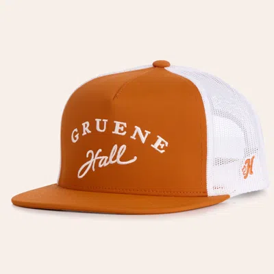 Hooey Orange & White Gruene Hall Embroidered Flat Bill Trucker Cap In Brown