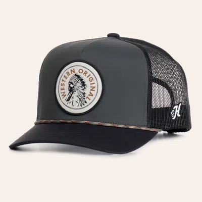 Hooey Quanah Charcoal & Black Curved Bill Patch Cap In Gray