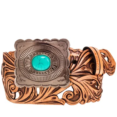 Hooey Rogue Ladies Belt In Tan W/ Filigree Cutouts In Multi