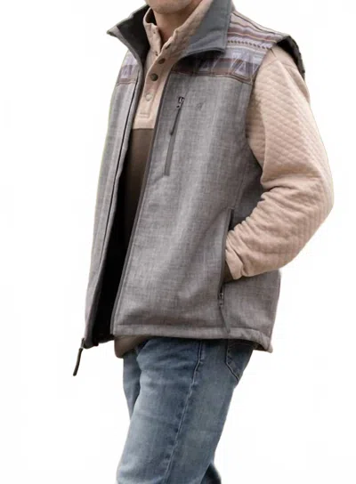 Hooey Softshell Full Zip Vest In Gray Aztec