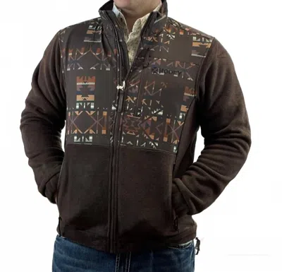 Hooey Tech Full Zip Jacket In Brown/blue Aztec In Black