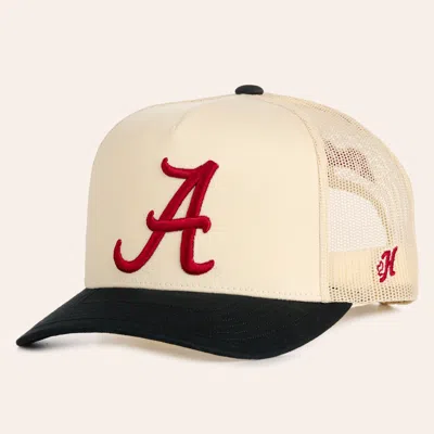 Hooey University Of Alabama Cream & Black Alabama Embroidered Curved Bill Trucker Cap In Gray