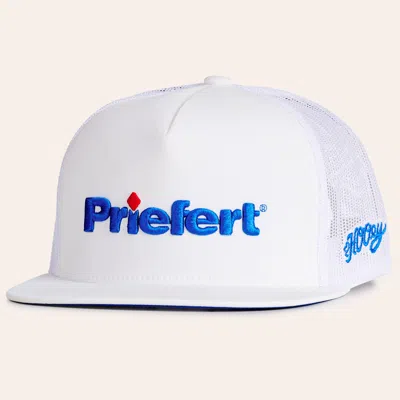 Hooey White & Blue Priefert Embroidered Trucker Cap