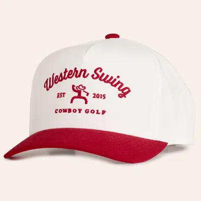 Hooey White & Red Western Swing Embroidered Curved Bill Cap In Pattern