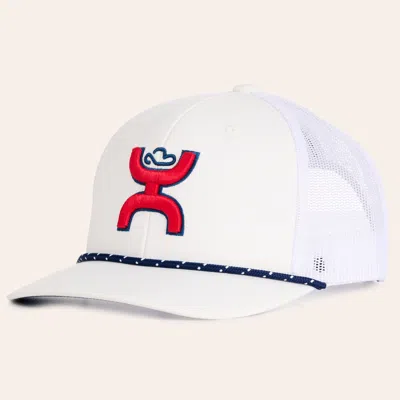 Hooey White Sterling Logo Embroidered Curved Bill Rope Trucker Cap