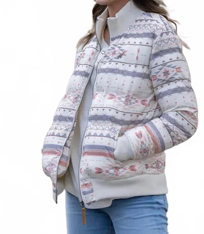 Hooey Women's Aztec Puffer Jacket In Cream/multi