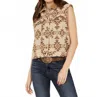 Hooey Women's Aztec Sherpa Vest In Cream/tan In Gray