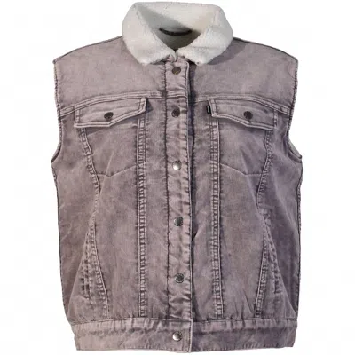 Hooey Women's Corduroy Sherpa Vest In Light Purple In Gray