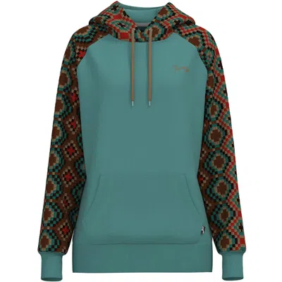 Hooey Women's Legendary Punchy Hoodie In Turquoise/multi In Green
