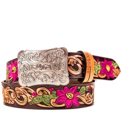 Hooey Women's Senorita Belt In Brown/fuschia
