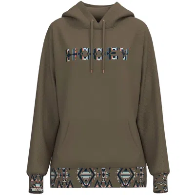 Hooey Women's Shitake Quilted Aztec Hoodie In Oatmeal In Multi