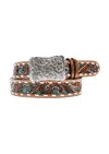Hooey Women's Sonoma Belt In Brown/ivory With Turquoise In Brown