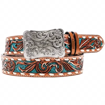 Hooey Women's Sonoma Belt In Brown/ivory With Turquoise