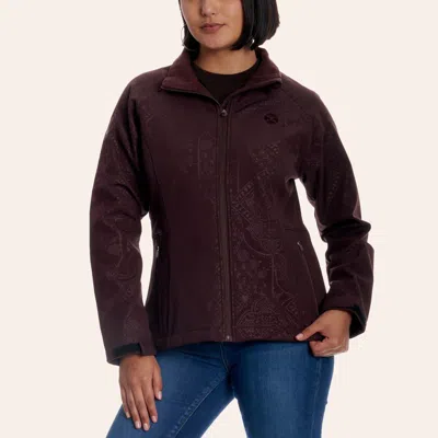 Hooey Women's Squall Brown Aztec Print Softshell Jacket In Burgundy