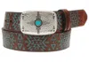 Hooey Women's Thunderbird Buckle Belt In Turquoise Aztec And Copper In Brown