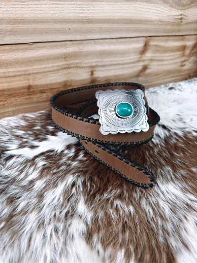 Hooey Women's Turquoise Leather Belt In Tan In Brown