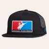 Hooey Wright Brothers Black Logo Patch Flat Bill Mesh Cap In Black