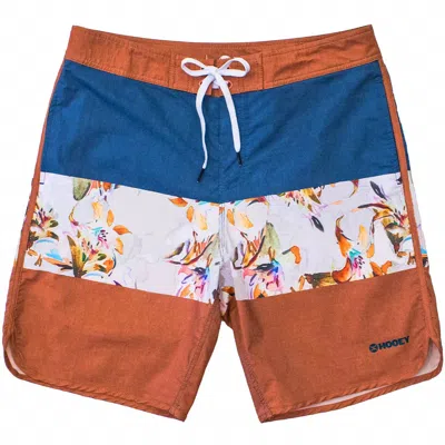 Hooey Youth Classic Board Shorts In Floral Orange Blue In Brown