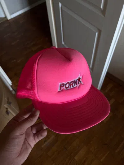 Pre-owned Hook Ups X Vintage Pornstar Hat Cap Pink Trucker Hat