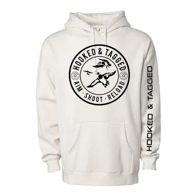 Hooked And Tagged Men's  Aim. Shoot. Reload Hoodie In Neutral